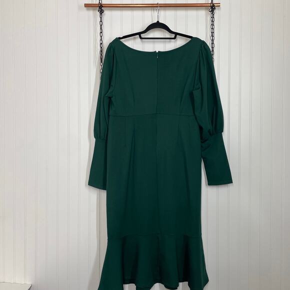 ELOQUII Women’s Green Sweetheart Neck Ruffle Hem Midi Dress Plus Size 18 - Picture 2 of 7